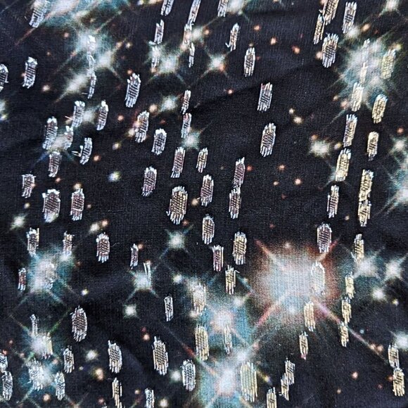 NICOLE MILLER ATELIER Black Lurex Twinkling Summer Nights Peasant Blouse Sz S - Picture 2 of 7